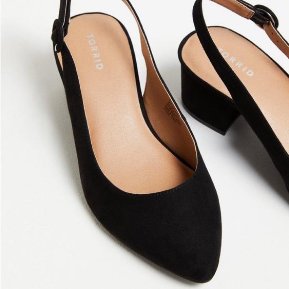 Torrid Black Slingback Heels with Pointed Toe